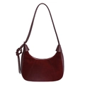 Deep burgundy suede hobo bag with a minimalist leather knot detail on shoulder strap - Red