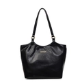 Borsa tote nera minimalista in ecopelle con fibbie dorate e grande capienza interna - Nero