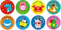 Roll of 500 animal reward stickers featuring 8 vibrant cartoon designs and slogans - Reward Animals Series (K209)