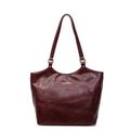 Elegante borsa tote bordeaux in pelle cerata vintage con targa metallica dorata - Borgogna