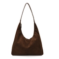Dunkelbraune Retro Wildleder Hobo Bag mit großem Stauraum und integriertem Schultergurt - Braun