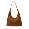 Braune Hobo-Schultertasche aus Wildlederimitat mit Ziernähten und Reißverschluss - Braun