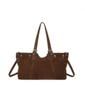 Sac fourre-tout en daim marron foncé mat avec œillets métalliques et boucles décoratives - café