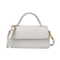 Hellgraue Handtasche mit goldener Hardware und verstellbarem Riemen für Damen - Weiß