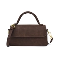 Dunkelbraune matte Handtasche in quadratischer Form mit Retro-Hardware aus Bronze - Kaffeebraun