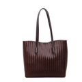 Dunkelbraune geflochtene Tote-Bag mit schlichten Schultergurten und Vintage-Ledertextur - Kaffeebraun