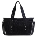 Sac cabas rétro noir avec texture vintage et bandoulière réglable style minimaliste - Noir
