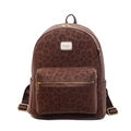 Brown leopard print backpack with suede texture and adjustable straps for women - Large / Coffee