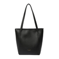 Bolso tote vintage de cuero negro de gran capacidad con letras doradas para uso diario - Negro