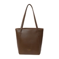 Bolso tote retro de cuero marrón oscuro con gran capacidad y elegantes detalles oro - Marrón
