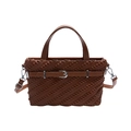 Brown woven texture tote bag with top handle and adjustable shoulder strap for women - Brown