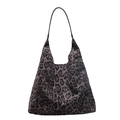 Bolso tote retro con estampado de leopardo gris y negro de gran capacidad y mate - Leopardo Café