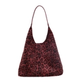 Bolso hobo vintage con estampado de leopardo marrón rojizo en tela mate suave - Leopardo Rojo Angola