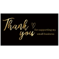 3.8cm gold foil thank you business sticker labels with black background and heart icon - Card 2 / Instruction Card