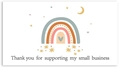 Pastel rainbow Thank You label with stars and hearts for small business packaging - K93 Thank You Card