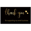 Black and gold Thank You stickers for small business packaging 3.8cm round labels - Card 1 / Instruction Card