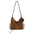 Sac Hobo en cuir marron mat avec longue bandoulière et petit porte-monnaie décoratif - Orange