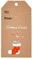 Etichetta regalo natalizia in carta kraft marrone con calza e bastoncini di zucchero - Stile Calza di Natale (DP51)