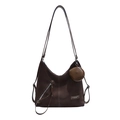Grand sac cabas rétro marron foncé, fini mat avec son petit porte-monnaie assorti - café