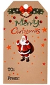 Etichetta regalo vintage in carta kraft con Babbo Natale e testo di Buon Natale - Stile Babbo Natale (DP54)