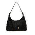 Elegante borsa tote nera in pelle martellata con dettagli in metallo dorato - Nero
