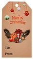 Etichetta regalo in carta kraft marrone con scritta Merry Christmas rossa e decori - Stile Pallina di Natale e Regalo (DP58)