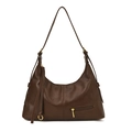 Borsa hobo in pelle martellata marrone scuro con grande capacità e tracolla - Marrone