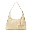 Borsa hobo chic bianco crema con texture in pelle martellata e tracolla regolabile - Bianco Sporco