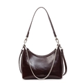 Borsa hobo marrone scuro in pelle lucida con catena d'argento e logo NO FILTER - Marrone