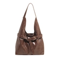 Sac hobo marron minimaliste en similicuir souple avec détail de boucle dorée élégant - Marron