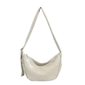 Borsa hobo minimalista bianco crema con tracolla regolabile e finta pelle liscia - Grigio Beige