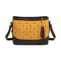 Diamond-encrusted yellow quilted handbag with black trim and elegant tassel - Yellow