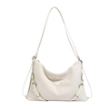 Minimalist beige tote bag in soft canvas featuring adjustable silver buckle straps - Beige