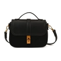 Sac à bandoulière noir en patchwork avec fermoir doré et bandoulière réglable - Noir