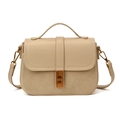 Sac bandoulière beige en similicuir et daim avec poignée et fermoir vintage - Beige