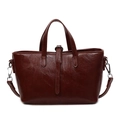 Elegante Vintage Handtasche in Dunkelrot mit Öl-Wachs-Textur und Doppelgriffen - Braun