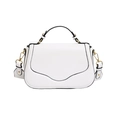 Borsa a sella bianca in ecopelle con bordi neri a contrasto e fibbie dorate - Bianco