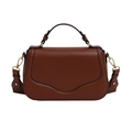 Borsa a sella marrone da donna in pelle con fibbie dorate e tracolla larga regolabile - Marrone