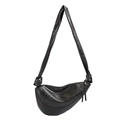 Borsa a mezzaluna vintage marrone scuro con tracolla a nodo e finitura in pelle lucida - Nero