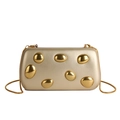 Champagner-goldene Abend-Clutch mit unregelmäßigem Kieselmetall-Relief und Schlangenkette - Gold