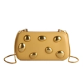 Elegante hellgelbe Box-Clutch mit goldenen Metallakzenten und Schlangenkette - Gelb
