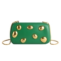 Elegante pochette da sera rigida verde con esclusivi dettagli in metallo dorato - Verde