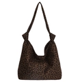 Borsa tote leopardata retrò con eleganti cinturini a nodo e grande capacità da donna - Verde