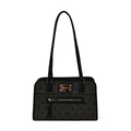 Retro black polka dot tote bag with long shoulder straps and metal logo detail - Black