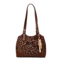 Leopard print leopard crossbody bag with heart pendant and colorful bohemian beads - With Pendant / Leopard Brown