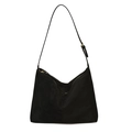 Schwarze Hobo-Tasche aus Wildleder mit goldenem Reißverschluss und Schulterriemen - Schwarz