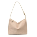 Minimalistische beige Hobo-Tasche aus Wildleder mit verstellbarem Gurt und Reißverschluss - Gebrochenes Weiß