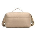 Quilted khaki down tote bag with horizontal stitching and adjustable strap - Khaki