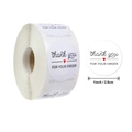 Roll of 1-inch round thank you stickers with red hearts for envelope sealing - THANK YOU FOR YOUR ORDER Script Style (CH15)