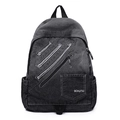 Schwarzer Retro-Jeansrucksack mit Fransennähten und praktischen Seitentaschen - Schwarz